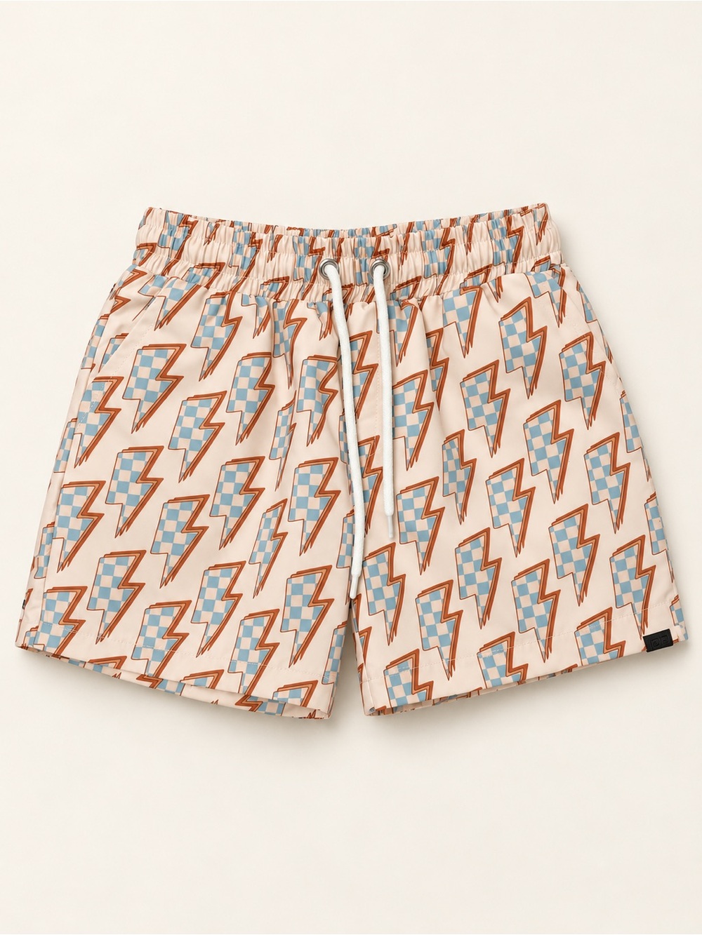 Kids' Neutral Lightning-Print Swim Shorts